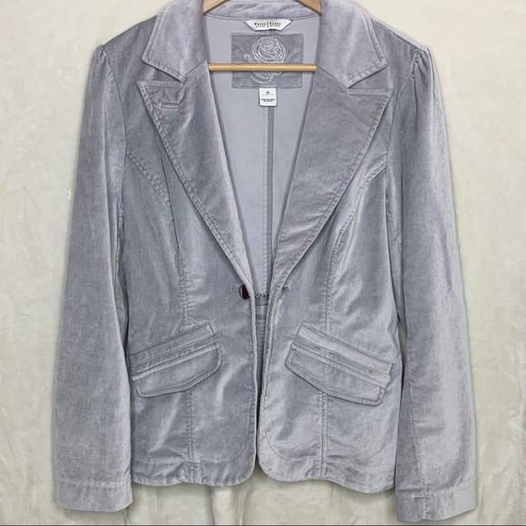 White House Black Market Velvet Silver Grey Blazer 10 - Picture 2 of 8